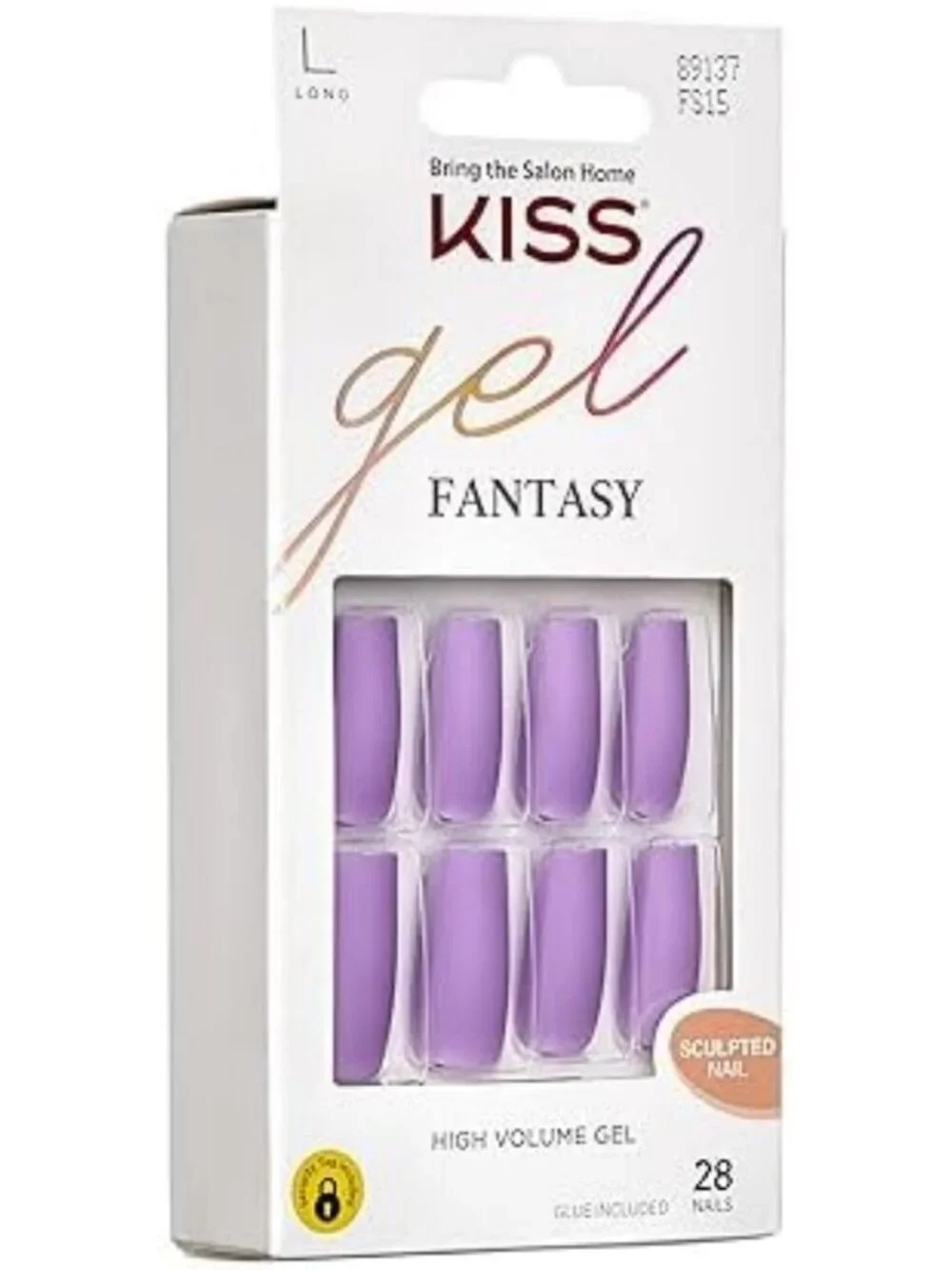 Purple Long Square Press-On Nails Set with Glue, File & Manicure Stick - 28